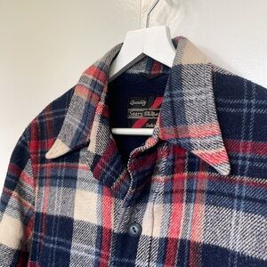 Vintage 70s plaid shirt jacket.  Sears outerwear. Perfect for fall. Holidays. Lg